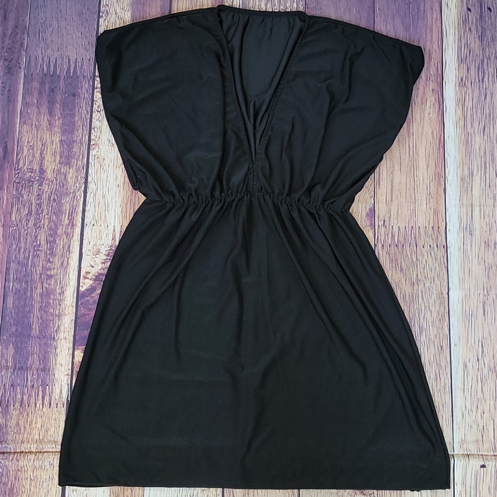 Black vneck swim cover up